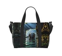 Asian Elephant in the Water Large-Capacity Travel Bag with Adjustable Shoulder Strap, Suitable for Sports, Fishing, and Fitness.