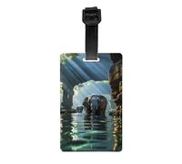 Asian Elephant in the Water Luggage Tag Unique Travel Accessory PVC Material for Suitcase Duffel Bag Gym Bag