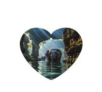 Asian Elephant In The Water Pattern Car Air Fresheners 4 Pcs Heart Shape Hanging Aromatherapy Tablets Scented Fresheners For Bedroom Bathroom