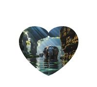 Asian Elephant In The Water Pattern Car Air Fresheners 6 Pcs Heart Shape Hanging Aromatherapy Tablets Scented Fresheners For Bedroom Bathroom