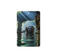 Asian Elephant In The Water Pattern Car Air Fresheners 6 Pcs Rectangle Hanging Aromatherapy Tablets Scented Fresheners For Bedroom Bathroom