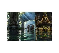 Asian Elephant in The Water Print Area Rugs, Indoor Low Pile & Non-Shedding Non Slip Carpet, for Farmhouse Bedroom Home Office 36"x24"