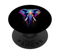 Asian Elephant Lovers Colorful Pop Art Asian Elephant PopSockets Adhesive PopGrip