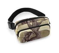Asian Elephant with Tree Fanny Pack for Women Men Waist Bag Belt Bag Adjustable Casual Bag for Travel Sports Hiking, white, 7.9x5.1inches