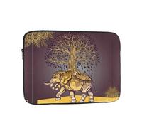 Asian Elephant with Tree Patterned 17 inch computer bag, portable computer storage bag, suitable for business trips and commuting