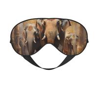 Asian Elephants Print Sleep Eye Mask Outdoor Indoor Travel Camping Meditation Yoga Shift Work Breathable