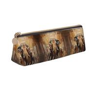 Asian Elephants Print Student Pencil Case Large Capacity Triangle Pouch Daily Essentials School College