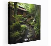 Asian Garden Zen Canvas Print - Asian Peaceful Home Decoration Zen Garden, 30cm x 30cm