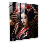 Asian Geisha Glass Print - Asian Glass Art Wall Decor Asian Traditions 50cm x 50cm