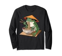 Asian Graphics, Kawaii Japanese Frog Eating Ramen Long Sleeve T-Shirt