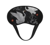 Asian Japanese Crane Floral Blackout Sleep Mask - Soft Adjustable Eye Mask for Full Light Blocking, Deep Sleep, Travel & Relaxation