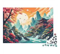 Asian Landscape 1000 Piece Jigsaw Puzzle for Adults | 38x26cm Cardboard pieces, relaxing activity, scenic river view, gift for puzzle fans