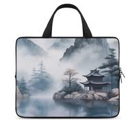 Asian Landscape Painting Laptop Sleeve Ultra-Thin, Waterproof 13inch Laptop Bags, Portable Protective Computer Bag with Hand Strap