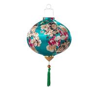 Asian lantern, Round Silk Lantern Traditional Peony Flower Pattern Hanging Chinese New Year and Spring Festival Decoration(Green,20inch)