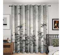 Asian Leaf Curtains Blackout, 66x72 Inch 2 Panels - Japanese Chinese Leaves Pattern Black Out Curtains, Home Decor, 72 Drop Eyelet Window Drapes for Bedroom, Living Room DH249