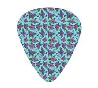 Asian Leaves Guitar Picks 12 Pack Universal ABS Guitar Picks,Colorful Flower Composition Flora of The Eastern Lands of The World Pattern,for Acoustic and Electric Guitar,Blue and Purple