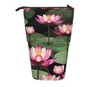 Asian Lotu’s Flower Print Standing Pencil Case Telescopic Pencil Bag Pop Up Pencil Pouch Pen Pouch Makeup Cosmetics Bag