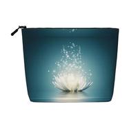 Asian Lotus Flower Patterned Women's Cosmetic Bag, Single Layer Toiletry Bag, Suitable for Daily Storage, Travel, and Business Trips.