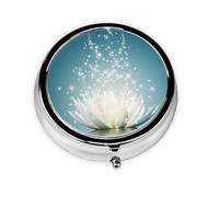 Asian Lotus Flower Print Stylish Round Pill Box - Mini Travel Companion for Your Medication
