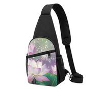 Asian Lotus Flower Printed Chest Bag Sling Bag for Men Women, Outdoor Crossbody Fanny Packs Hiking Chest Packs Sport Daypacks