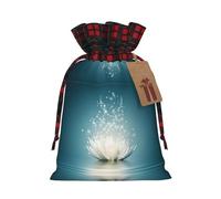 Asian Lotus Flower Printed Christmas drawstring gift bags, cloth snack bags, suitable for candy, gifts, storage and Christmas parties