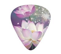 Asian Lotus Flower Printed Guitar Picks 12-Piece Set - Comfortable, Versatile Plectrum for All Guitar Styles & Players