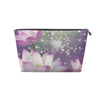 Asian Lotus Flower Printed Travel Cosmetic Bags with Silver Zipper Makeup Organizer Cosmetic Case Toiletry Bag for Women Mom Girls