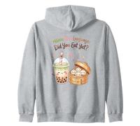 Asian Love Language Did You Eat Yet Kawaii Boba Tea Dumpling Zip Hoodie