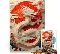 Asian Paper Dragon Jigsaw Puzzles 1000 Pieces Logic Game Anxiety Relief Pattern Assemble Art Display (50x75cm)