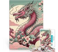 Asian Pink Dragon with Cherry Blossoms1000 Pieces Puzzles for teenagers DIY Toys is ideal as a gift for the whole family 38x26cm