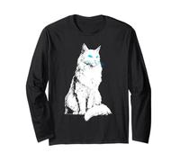 Asian-Semi-Longhair Blue Eyes Cat Motif Portrait Graphic Long Sleeve T-Shirt
