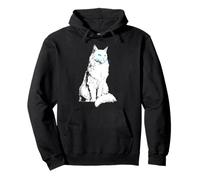 Asian-Semi-longhair Blue Eyes Cat Motif Portrait Graphic Pullover Hoodie