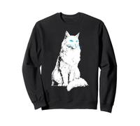 Asian-Semi-longhair Blue Eyes Cat Motif Portrait Graphic Sweatshirt