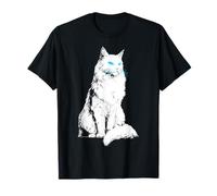 Asian-Semi-Longhair Blue Eyes Cat Motif Portrait Graphic T-Shirt