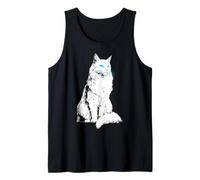 Asian-Semi-Longhair Blue Eyes Cat Motif Portrait Graphic Tank Top