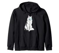 Asian-Semi-longhair Blue Eyes Cat Motif Portrait Graphic Zip Hoodie
