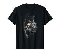 Asian-Semi-Longhair Cat Face Graphic Drawing Art T-Shirt