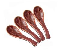 Asian Soup Spoon Set, 4pcs Japanese Soup Spoon Ceramic Chinese Soup Spoons Ramen Spoon Retro Porcelain Spoon Rice Spoons For Cereal Stews Ramen Pho Wonton Dumpling Miso (red)