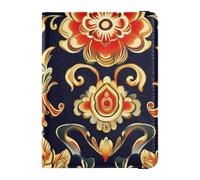 Asian Style Elegant Gold Floral Pattern Leather decorative family passport holder Wallet Combo Passport Holder Combo with Vaccine Card Slot Ultra Slim, Asian style elegant gold floral pattern, One
