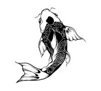 Asian Style Japanese Sea Food Koi Fish Bathroom Wall Decals Paster Paper 36x38.5cm Personalized Customization S-Black