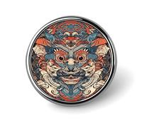 Asian Style Pattern Badges Decorative, Durable Aluminum Alloy Round Badge, Lightweight Button Brooch for Shirts, Jackets, Hats, Uniforms 1"