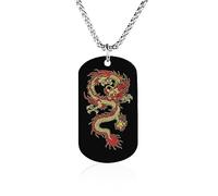 Asian Tattoo Dragon Pendant Necklace Personalized Dog Tag Necklaces for Men Women Titanium Steel Custom Picture Jewelry Gift
