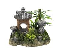 Nobby Aqua Ornaments Asian Temple with Plants, 15.5 x 10.5 x 12.5 cm, Pack of 1