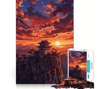 Asian Temple on Mountain at Sunset for Adults 1000 Piece Puzzle Cognitive Train Clean Connection Pattern Build Room Art (38x52cm)