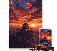 Asian Temple on Mountain at Sunset for Adults 1000 Piece Puzzle Cognitive Train Clean Connection Pattern Build Room Art (38x52cm)