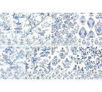 Asian Toile Rice Paper, 29 X 29cm (2 pc) - 8X Decoupage Toile de Jouy Designs for Collage, Card Making & Crafts, Decoupage by CRAFT KREATIVELY