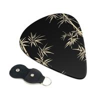 Asian Tree Guitar Picks 6 Pcs, 0.96mm Thickness Celluloid Plectrum with Leather Picks Holder, Personalized Guitar Pick for Bass Electric Acoustic Guitars Lovers Gift