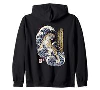 Asian Unapologetically Tiger Great Wave Ukiyo-e Style AAPI Zip Hoodie
