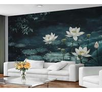 Asian Wallpaper for Living Room - Peel and Stick Wallpaper, Lotus & Lotus Leaves Bedroom Wall Paper, Large Wall Mural & Nature Landscape Home Decor, Self Adhesive