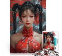 Asian Woman and Dragon2000 Pieces Jigsaw Puzzles for teenagers Hands-on Game Every Piece is Unique - Challenging Family Fun Game 70x100cm